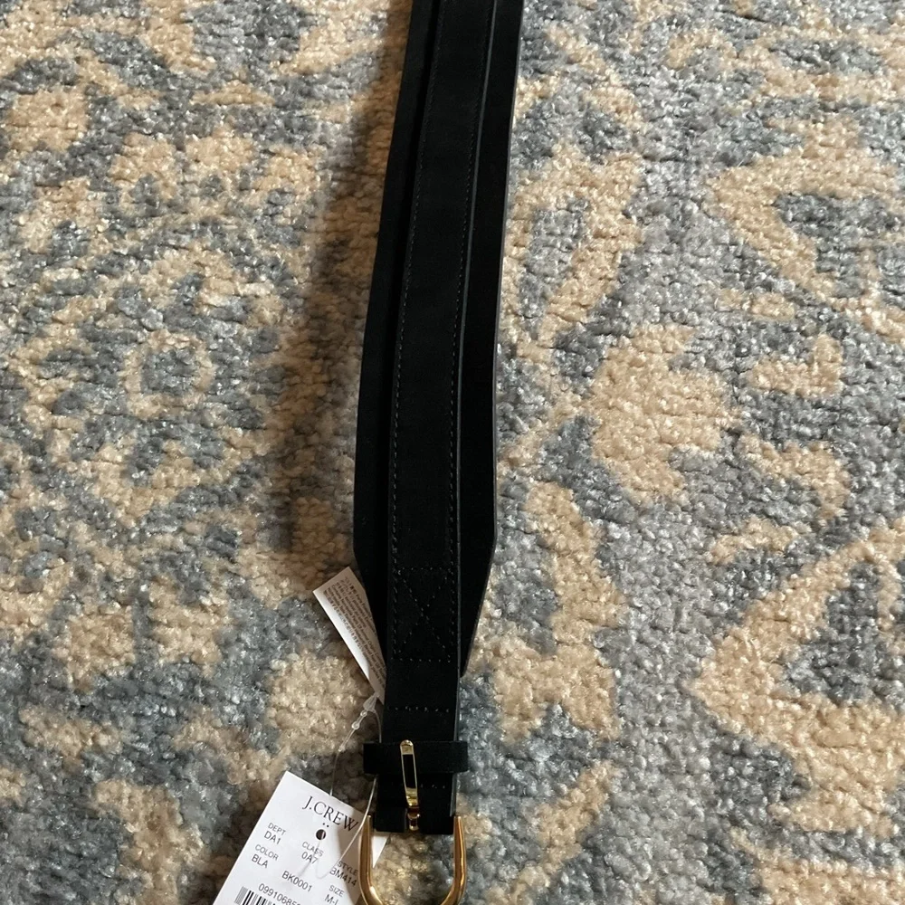 J. Crew Black Leather Belt with Gold Buckle - Picture 3 of 4